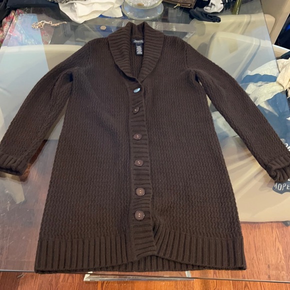 Jones New York brown long button cardigan sweater - Picture 1 of 5